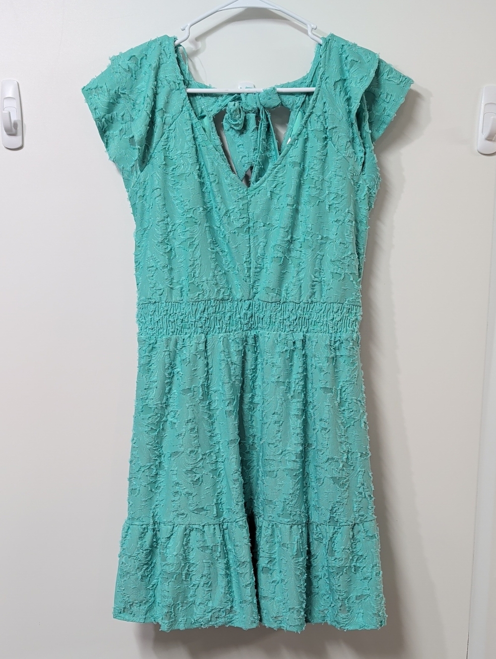 LC Lauren Conrad Aqua Blue Textured Tie-Back Mini Dress